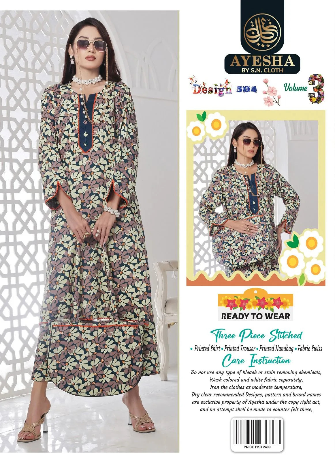 Ayesha Vol-3 Pack Of 10 Suits Stitched