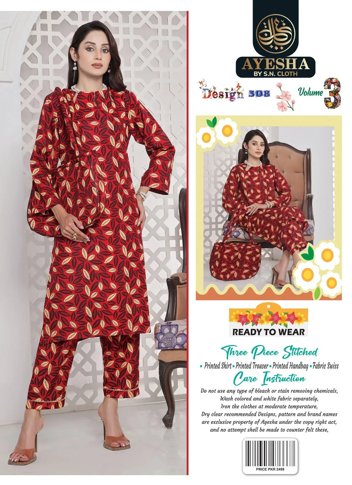 Ayesha Vol-3 Pack Of 10 Suits Stitched