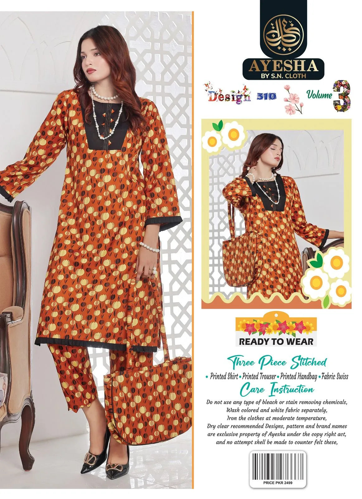 Ayesha Vol-3 Pack Of 10 Suits Stitched