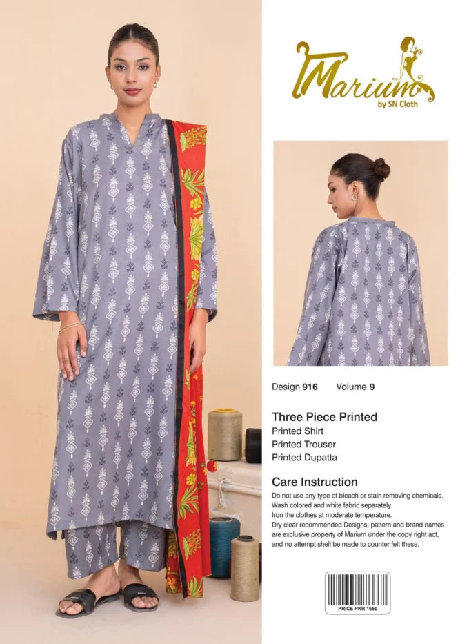 Marium Vol 9 (Pack of 16 Suits Three Piece Unstitched)