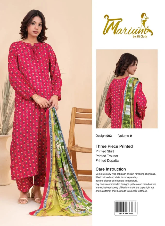 Marium Vol 9 (Pack of 16 Suits Three Piece Unstitched)