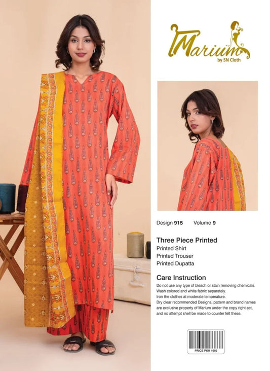 Marium Vol 9 (Pack of 16 Suits Three Piece Unstitched)