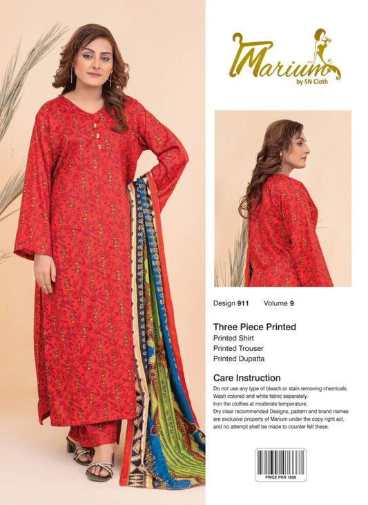 Marium Vol 9 (Pack of 16 Suits Three Piece Unstitched)