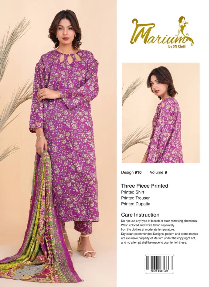 Marium Vol 9 (Pack of 16 Suits Three Piece Unstitched)