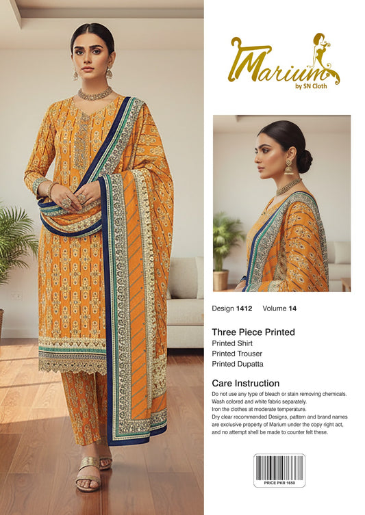 Marium Vol 14 (Pack of 16 Suits Three Piece Unstitched)