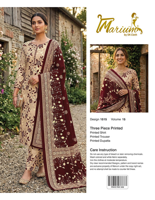 Marium Vol 15 (Pack of 16 Suits Three Piece Unstitched)