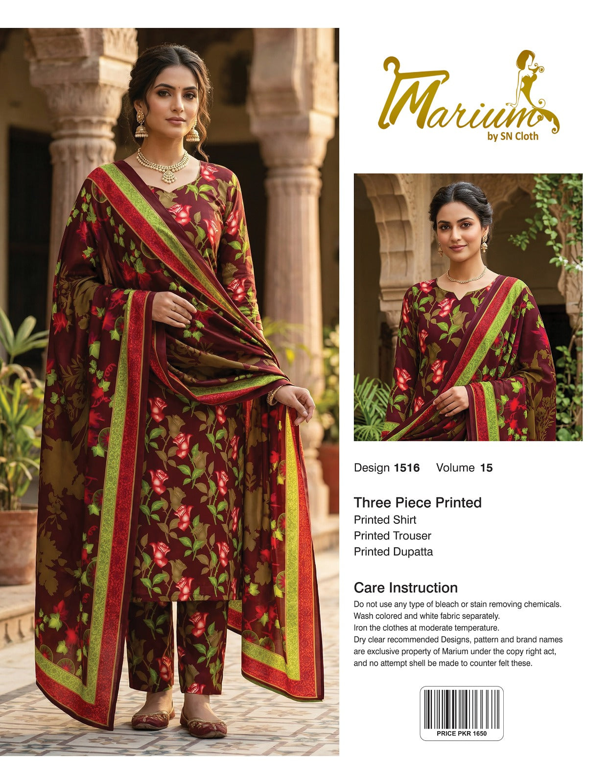 Marium Vol 15 (Pack of 16 Suits Three Piece Unstitched)