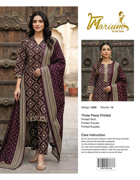 Marium Vol 15 (Pack of 16 Suits Three Piece Unstitched)