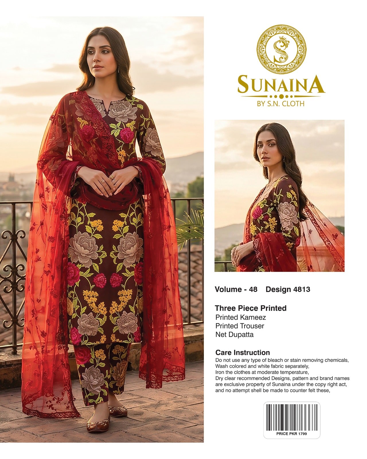 Sunaina Vol-48 Pack Of 16 Suits Unstitched