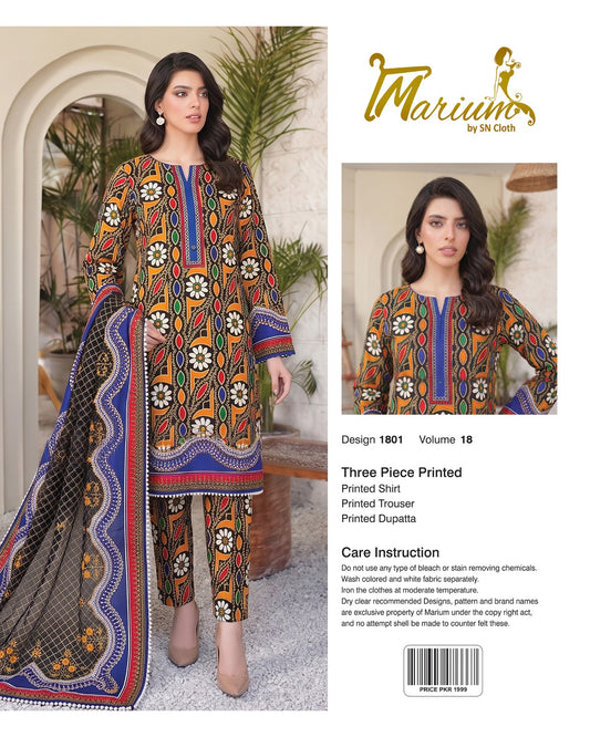 Marium Vol 18 (Pack of 16 Suits Three Piece Unstitched)