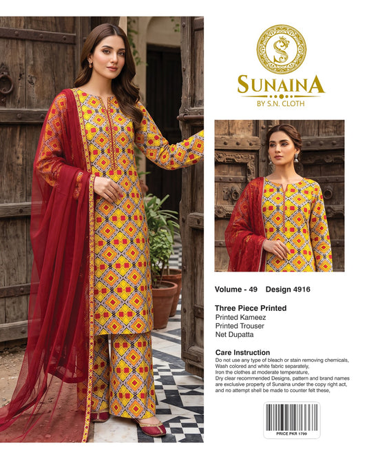 Sunaina Vol-49 Pack Of 16 Suits Unstitched